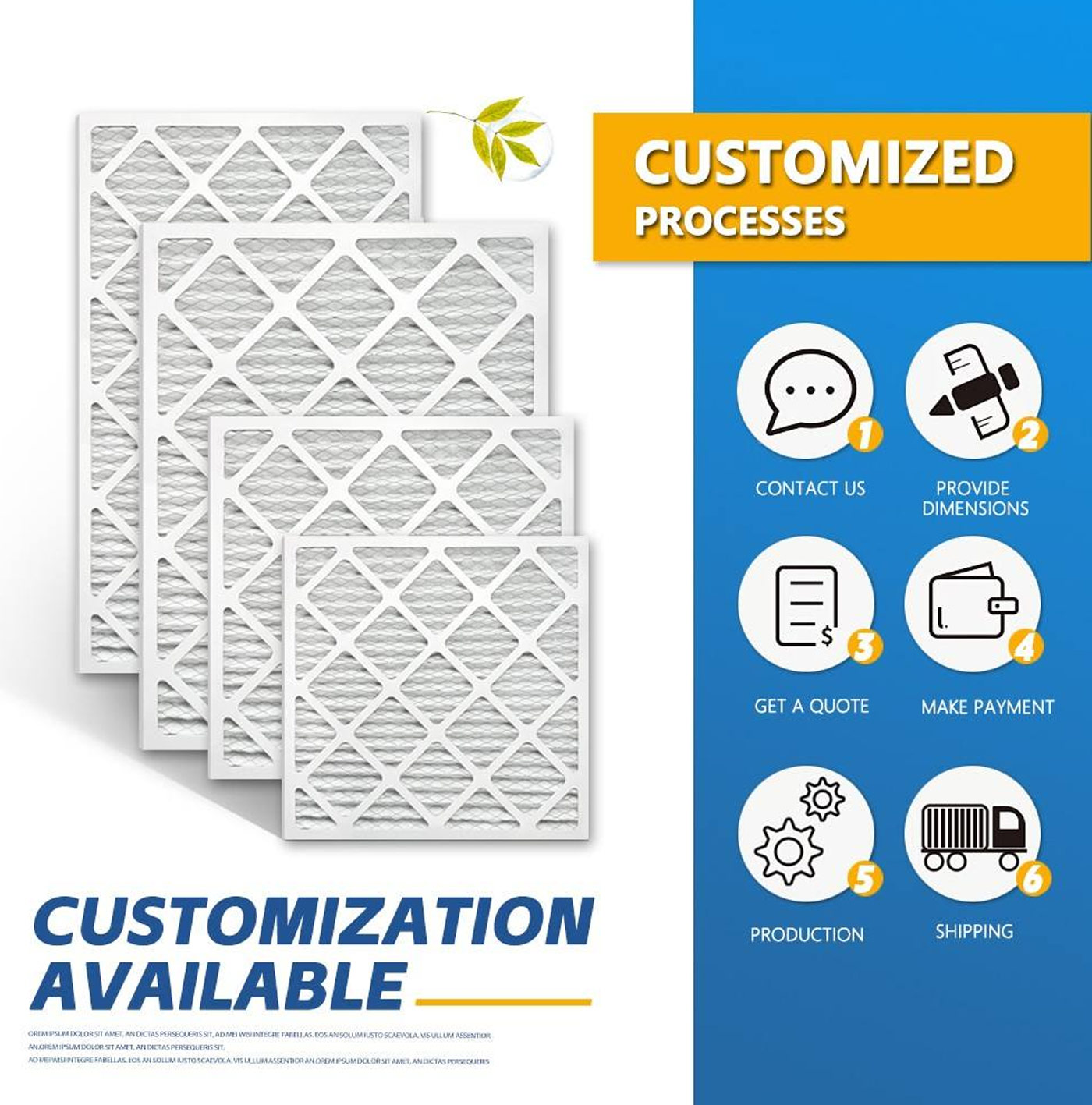 non standard size air filters custom shapes