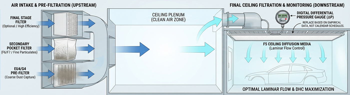 Maximizing F5 Ceiling Filter Efficiency: Balancing Airflow Resistance, Lifespan, and TCO spray booth f5 ceiling filter dhc optimization