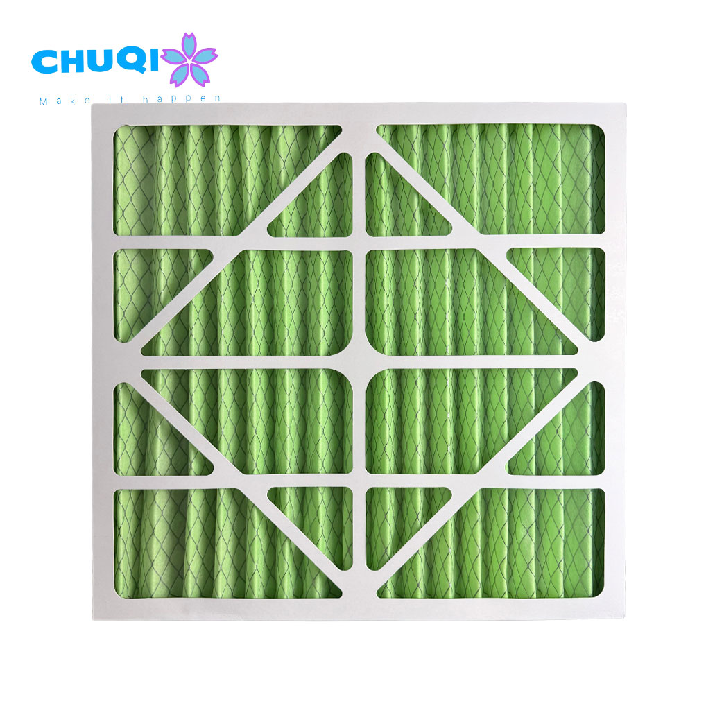 green synthetic pleated air filter media