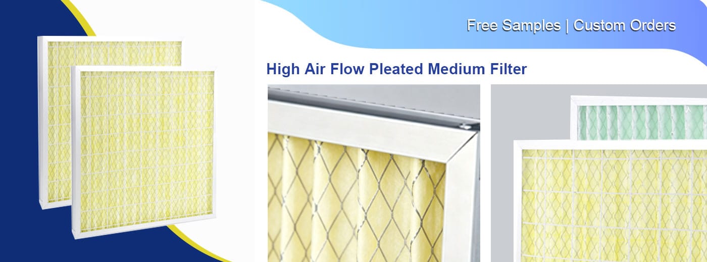 high airflow pleated medium filter yellow