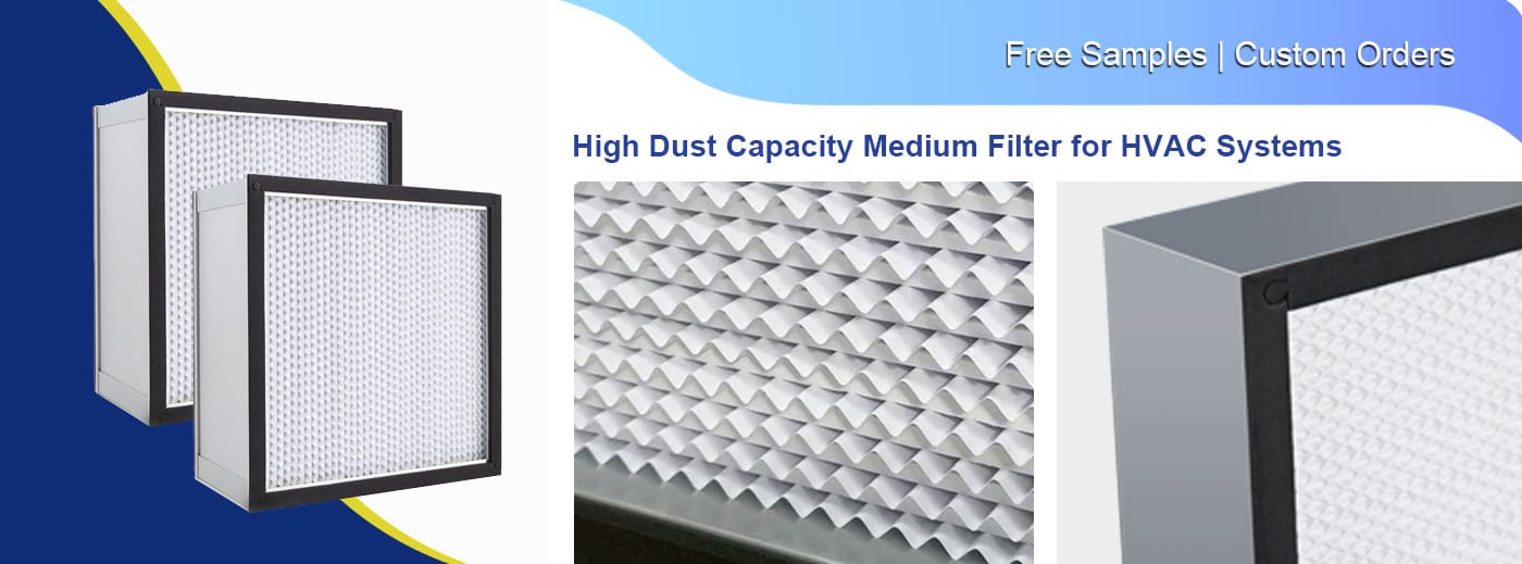 high dust capacity medium filter hvac