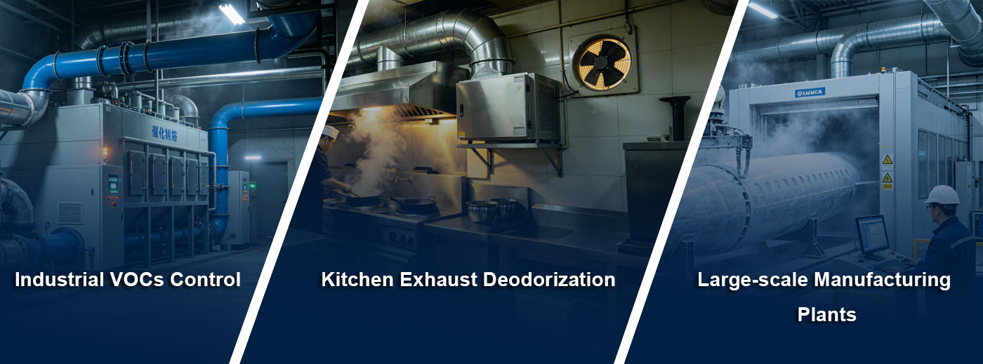 industrial vocs control and commercial kitchen odor removal