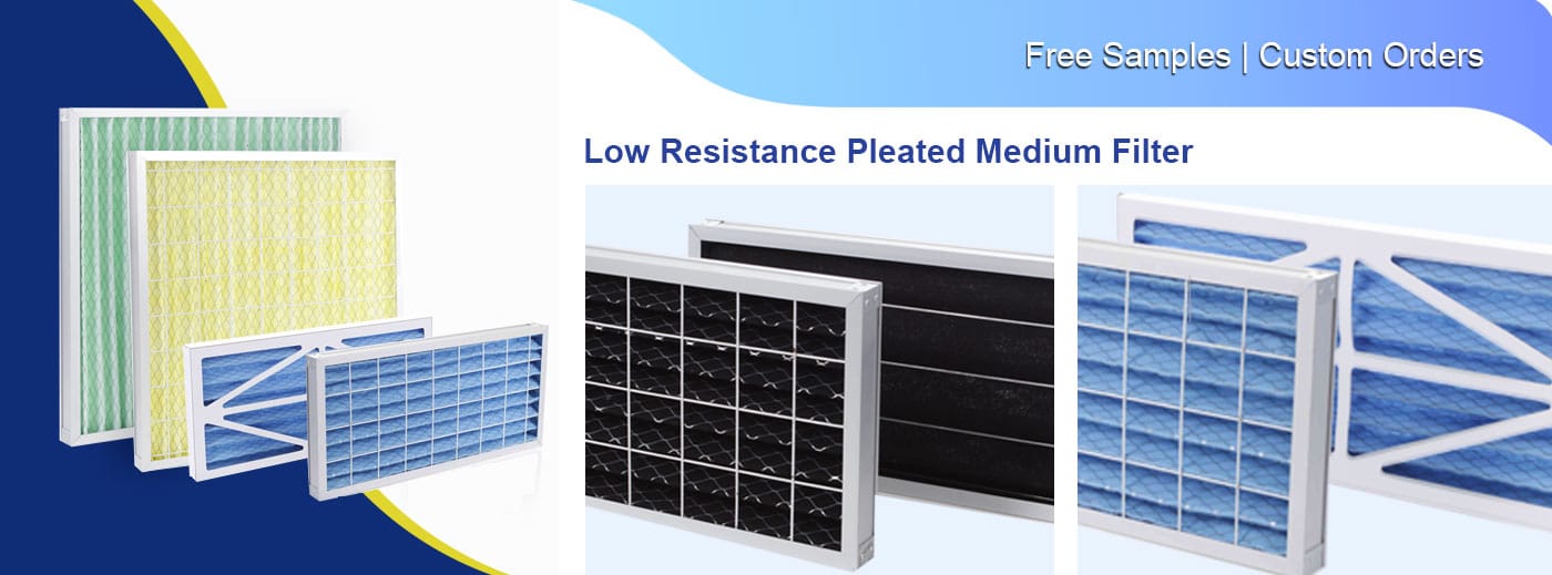 low resistance pleated medium filter multi color