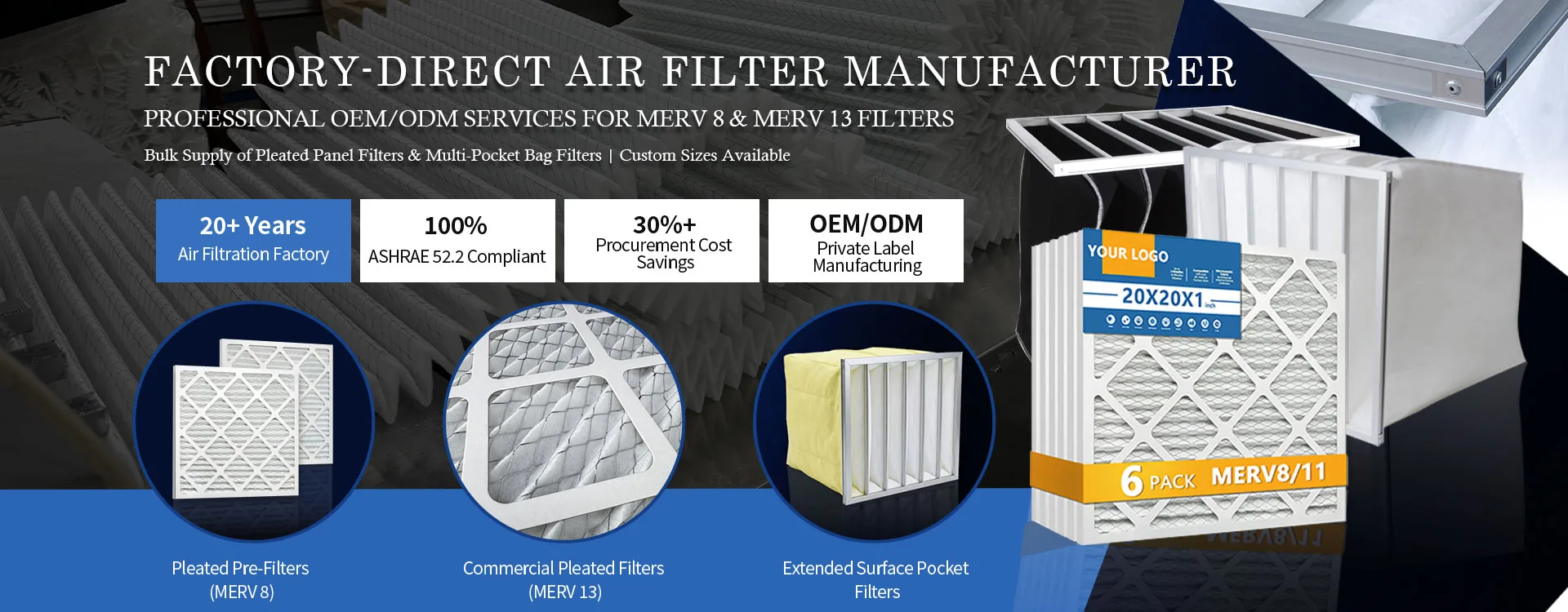 factory direct wholesale custom size air filters