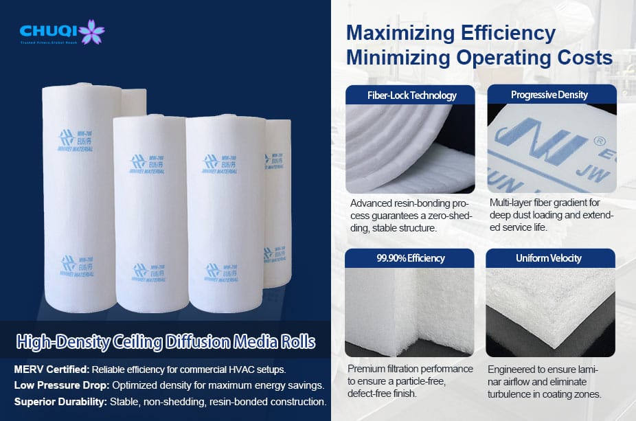 high density ceiling diffusion media rolls hvac filter