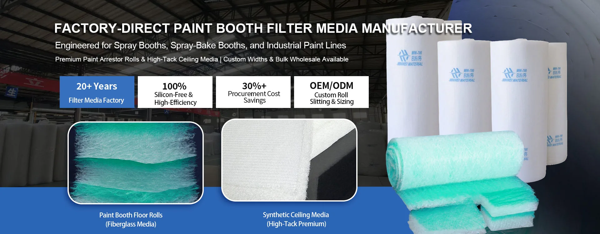 paint booth filter media ceiling diffusion media fiberglass floor rolls