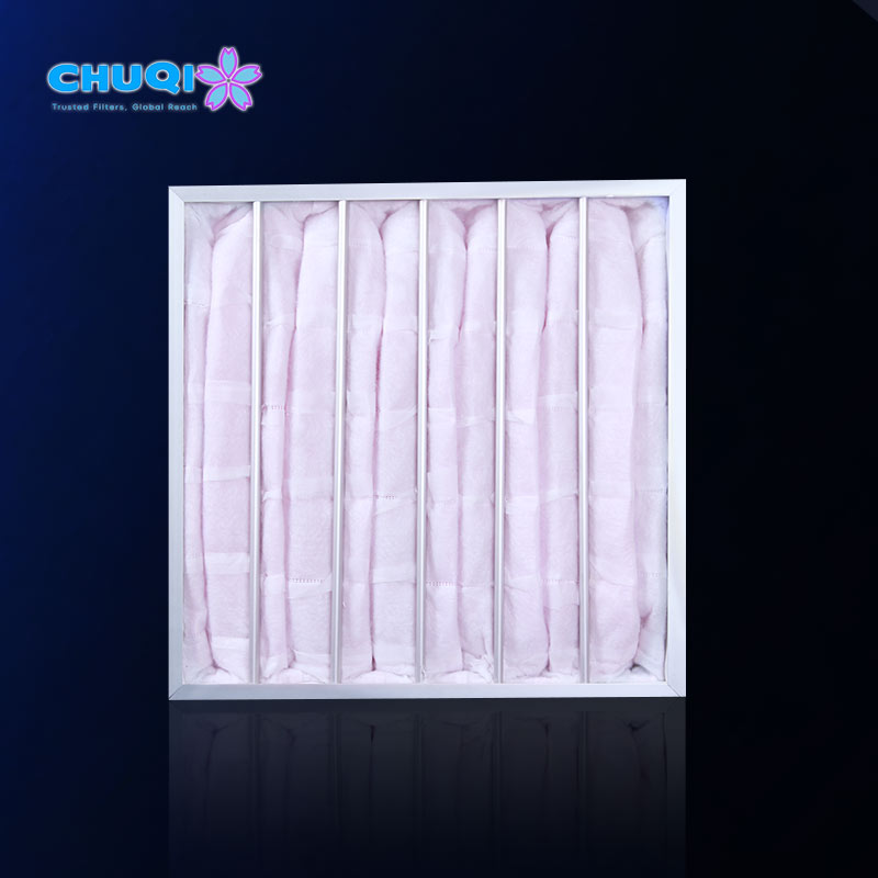pink synthetic media bag filter black background