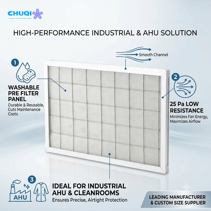 Primary Panel Air Filter | G2/G3 Efficiency | Washable & Low-Resistance Design high performance industrial primary panel air filter