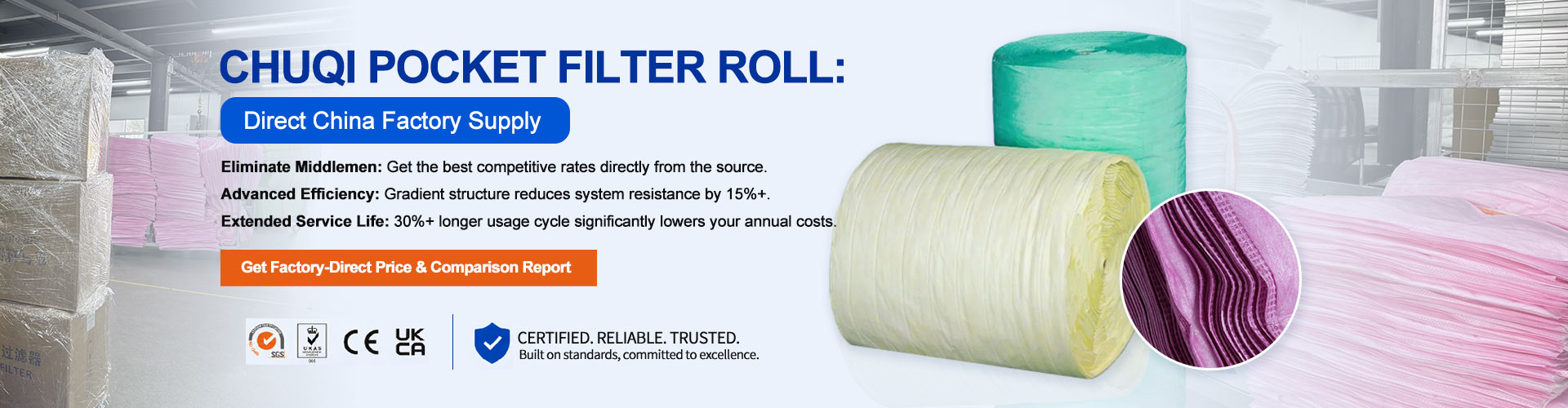 pocket filter media roll factory direct