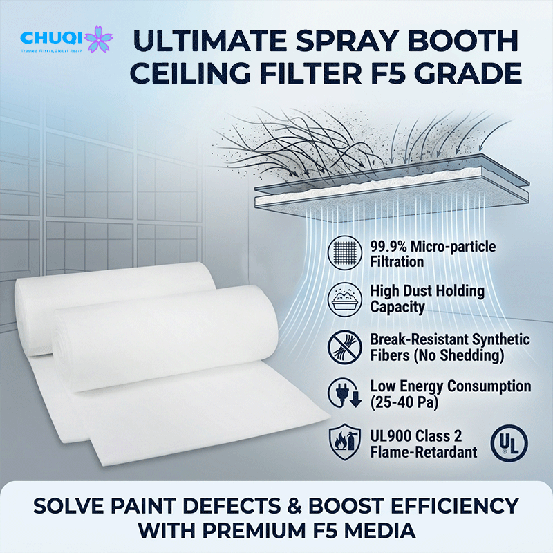 Spray Booth Ceiling Filter Media F5 Grade High Dust Holding Diffusion Media f5 grade spray booth ceiling filter media