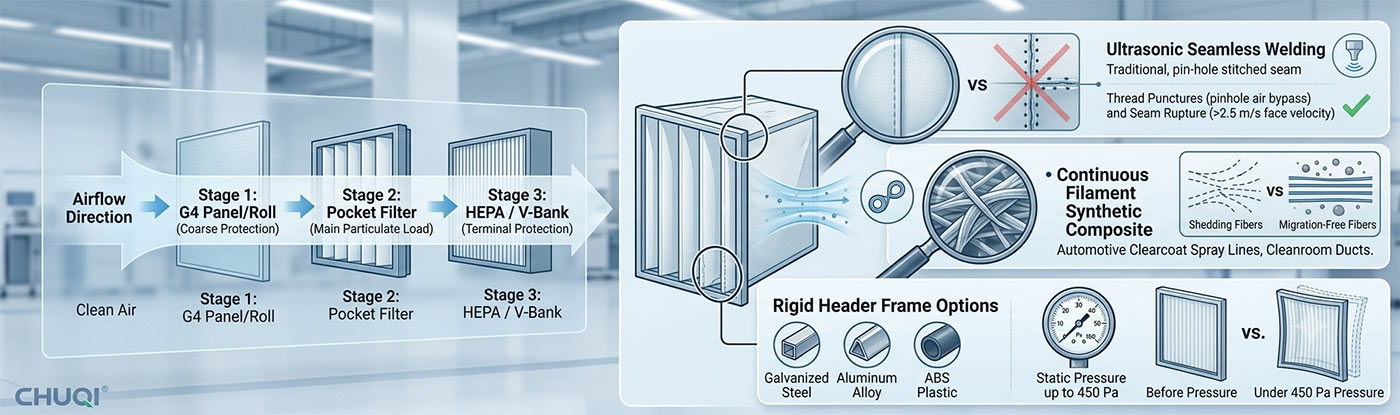 pocket air filter sourcing specifications ultrasonic welding