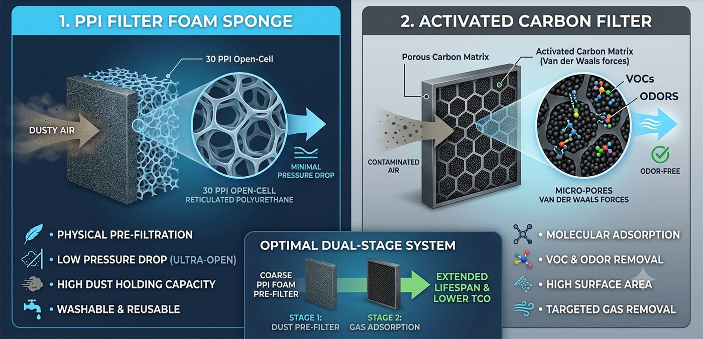 ppi filter foam vs activated carbon filter b2b selection guide
