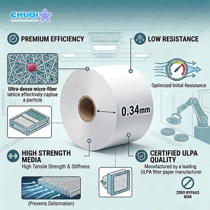 ulpa grade fiberglass filter paper specifications