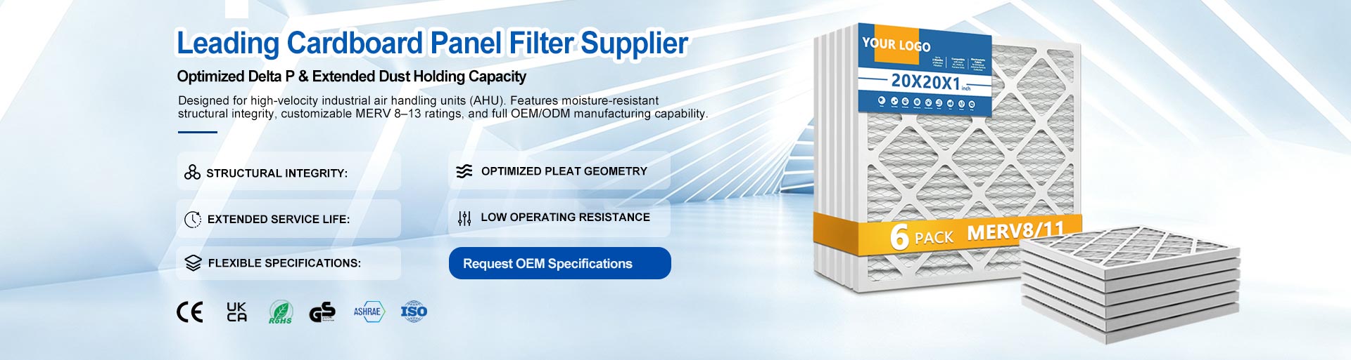 cardboard panel filter supplier oem customization