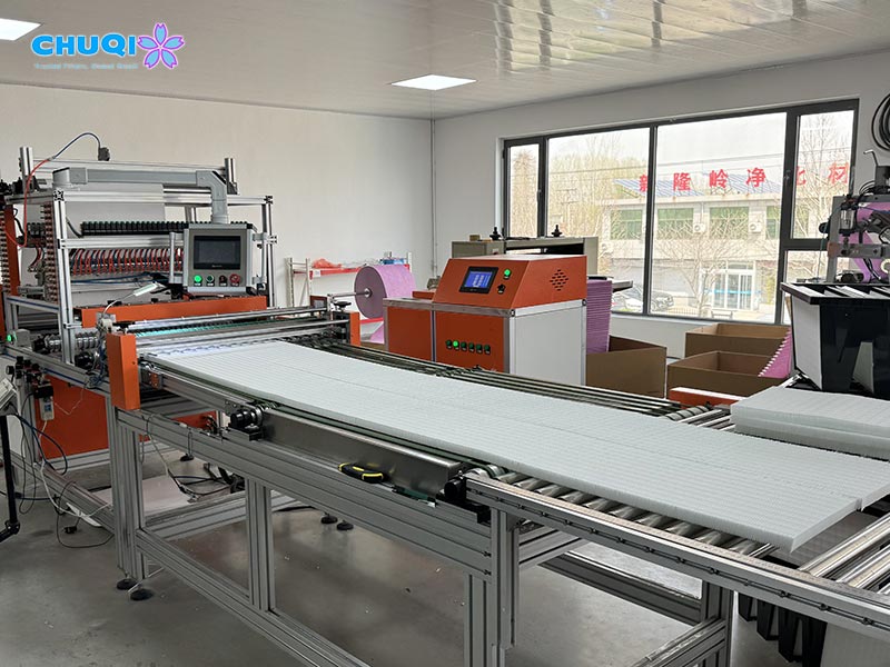 Automated production line for manufacturing high-quality mini-pleated medium efficiency air filters at Chuqi China source factory