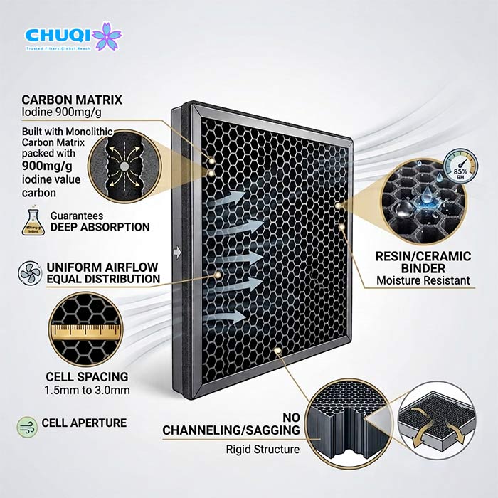 high iodine honeycomb carbon filter specifications