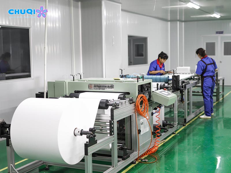 Automated production line for custom mini pleat HEPA filters at Chuqi air filter manufacturing facility