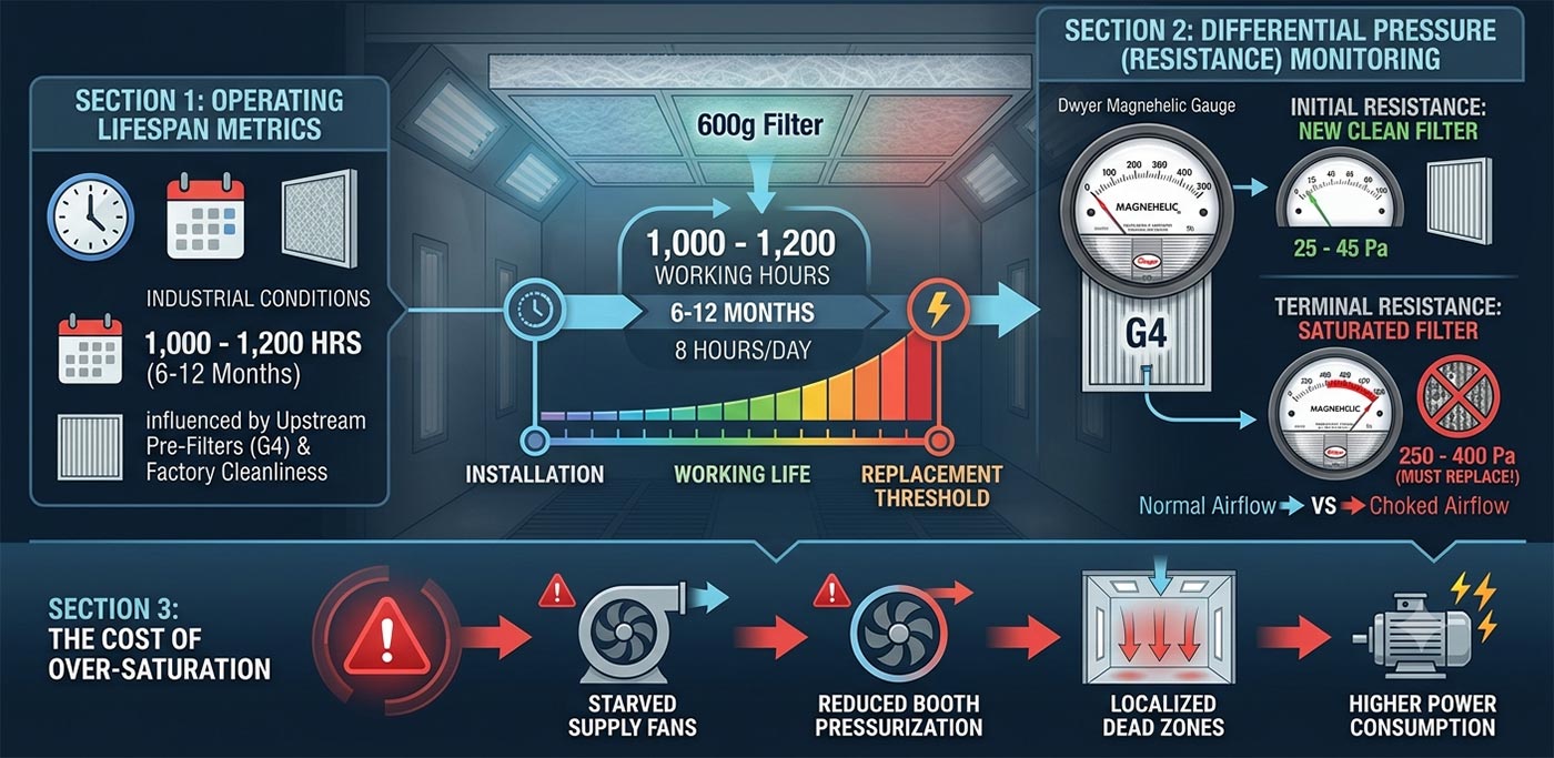 Paint Booth Ceiling Filters: B2B Sourcing & Technical Spec Guide spray booth ceiling filter lifecycle management chart