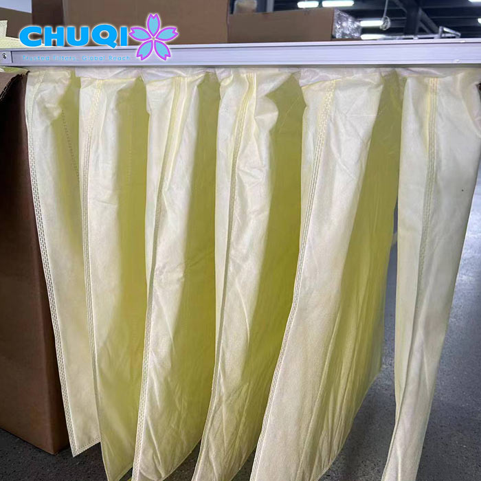 chuqi iso16890 yellow pocket air filter bag filter